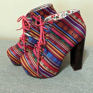 Tribal print Vintage brand 6.5 platform shoes heels booties
